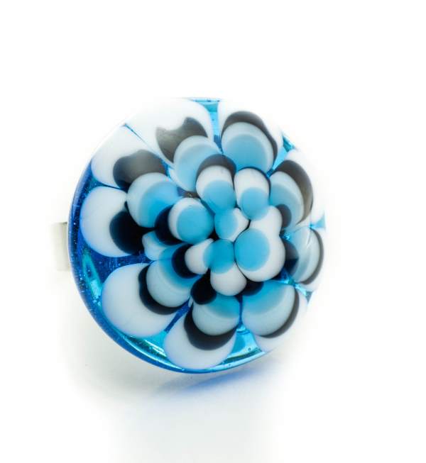 Prsten Plavi buket s crnim